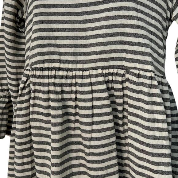 POL Babydoll Gray White Striped Ruffle Flowy Dress 3/4 SLeeves Size Small NWOT - Picture 6 of 8